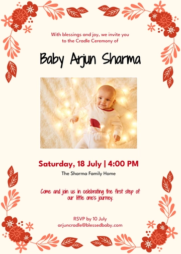Free Cradle Ceremony Baby Invitation Template to Edit Online