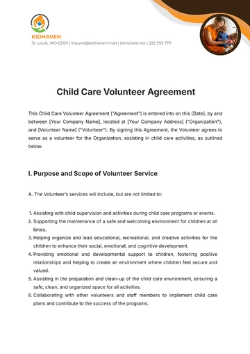 Free Child Care Volunteer Agreement Template to Edit Online