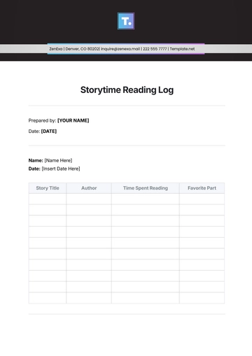 Free Storytime Reading Log Template to Edit Online