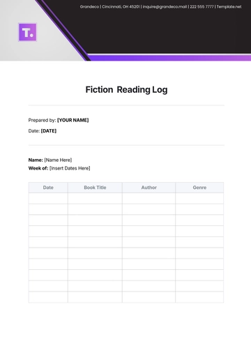 Free Fiction  Reading Log Template to Edit Online