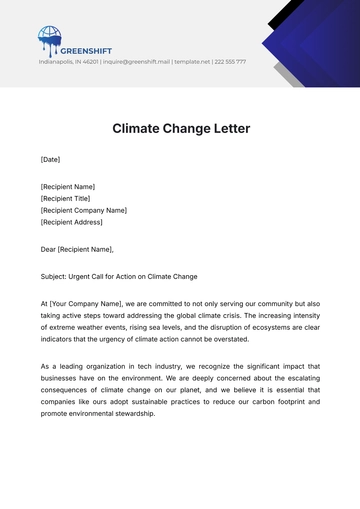 Free Climate Change Letter Template to Edit Online