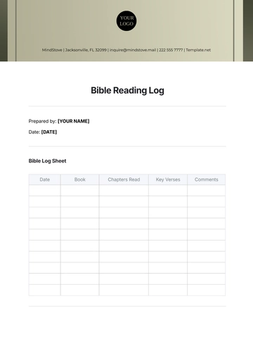 Free Bible Reading Log Template to Edit Online