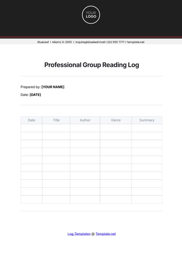 Free Professional Group Reading Log Template to Edit Online