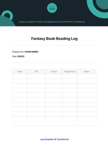 Free Fantasy Book Reading Log Template to Edit Online