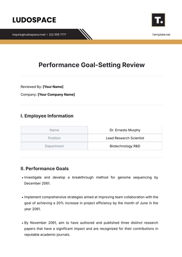 Free Performance Goal-Setting Review Template to Edit Online