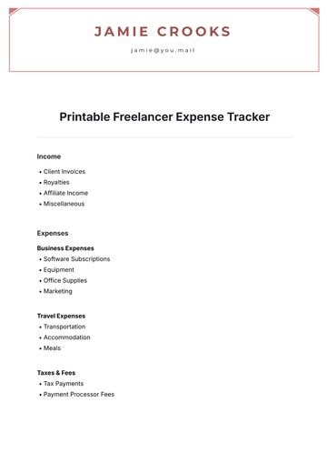 Free Printable Freelancer Expense Tracker Template to Edit Online