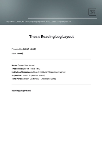 Free Thesis Reading Log Layout Template to Edit Online