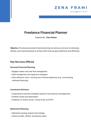 Free Freelance Financial Planner Template to Edit Online