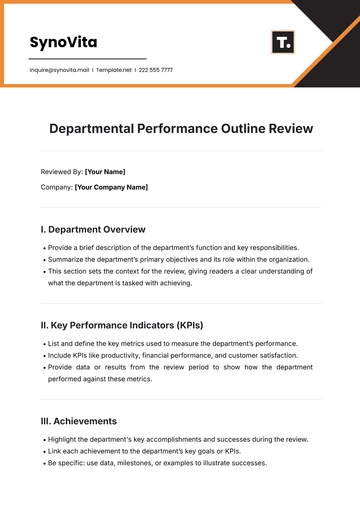 Free Departmental Performance Outline Review Template to Edit Online