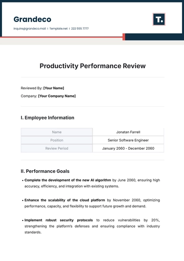 Free Productivity Performance Review Template to Edit Online