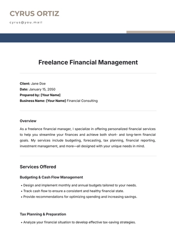 Free Freelance Financial Management Template to Edit Online