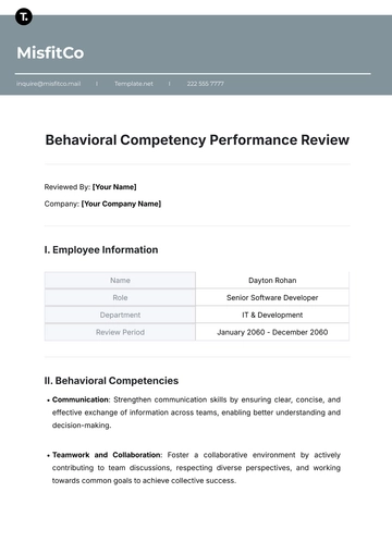 Free Behavioral Competency Performance Review Template to Edit Online