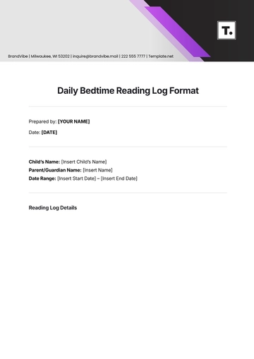 Free Daily Bedtime Reading Log Format Template to Edit Online