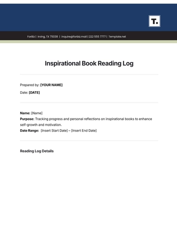 Free Inspirational Book Reading Log Template to Edit Online