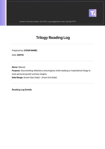 Free Trilogy Reading Log Template to Edit Online