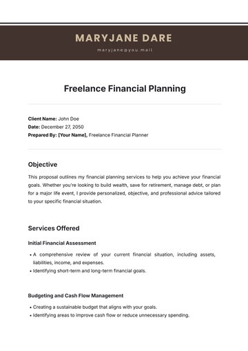 Free Freelance Financial Planning Template to Edit Online
