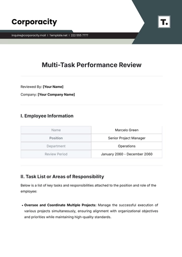 Free Multi-Task Performance Review Template to Edit Online