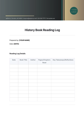 Free History Book Reading Log Template to Edit Online