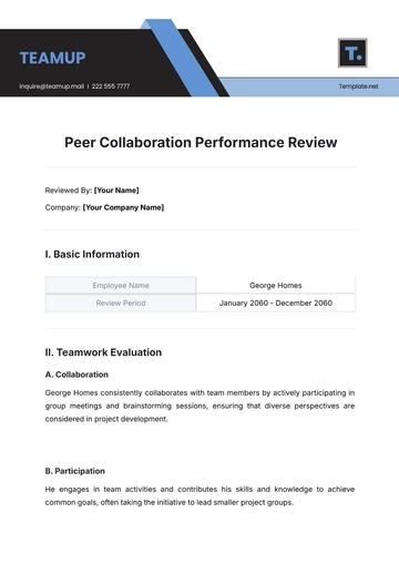 Free Peer Collaboration Performance Review Template to Edit Online
