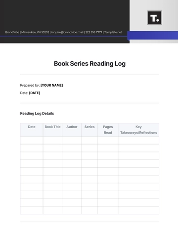 Free Book Series Reading Log Template to Edit Online