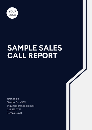 Free Sample Sales Call Report Template to Edit Online