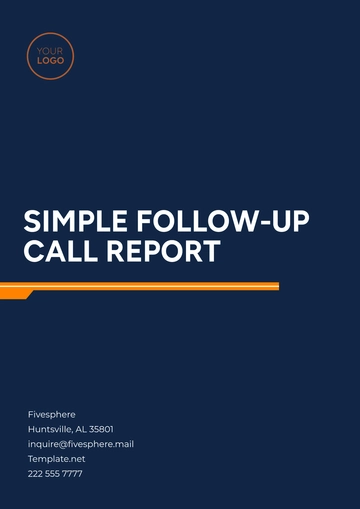 Free Simple Follow-Up Call Report Template to Edit Online