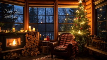 Free Christmas Tree and Fireplace Background Template to Edit Online