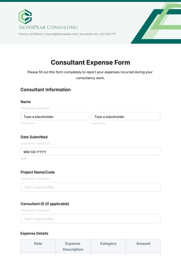 Free Consultant Expense Form Template to Edit Online