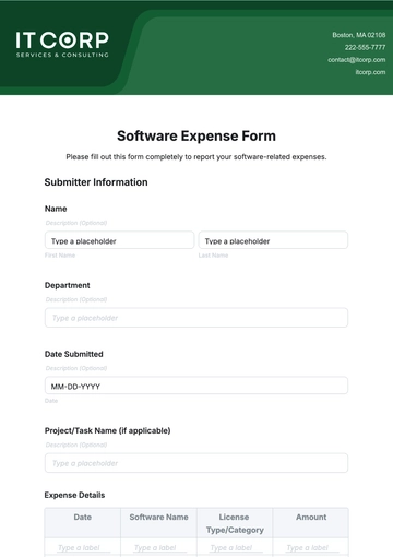 Free Software Expense Form Template to Edit Online