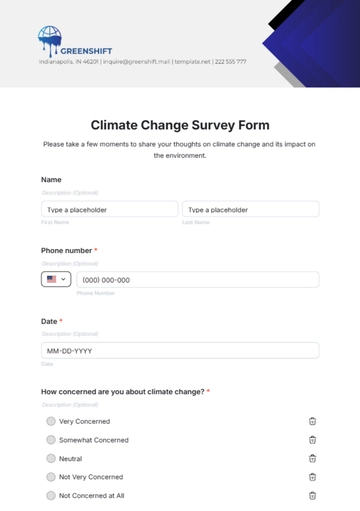 Free Climate Change Survey Form Template to Edit Online