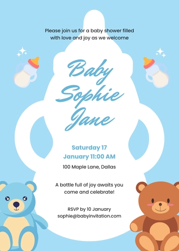 Free Baby Bottle Invitation Template to Edit Online