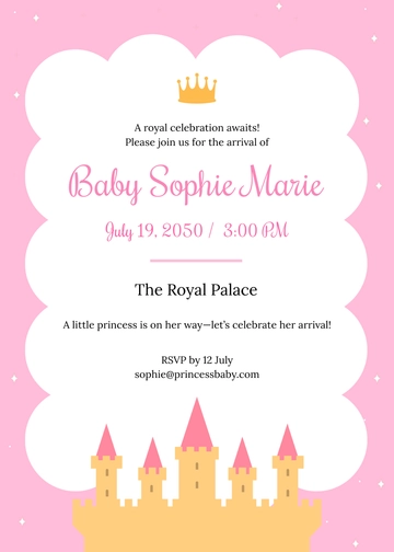 Free Princess Baby Invitation Template to Edit Online