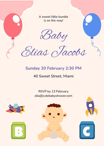 Free Cute Baby Shower Invitation Template to Edit Online
