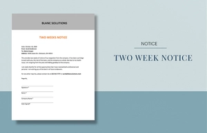 Two Weeks Notice Example Template