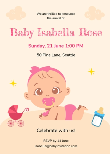 Free Professional Digital Baby Invitation Template to Edit Online