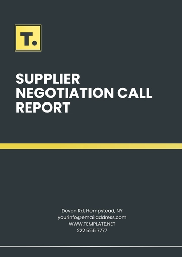 Free Supplier Negotiation Call Report Template to Edit Online