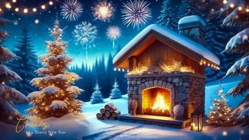 Free New Year???s Eve Festive Fireplace Template to Edit Online