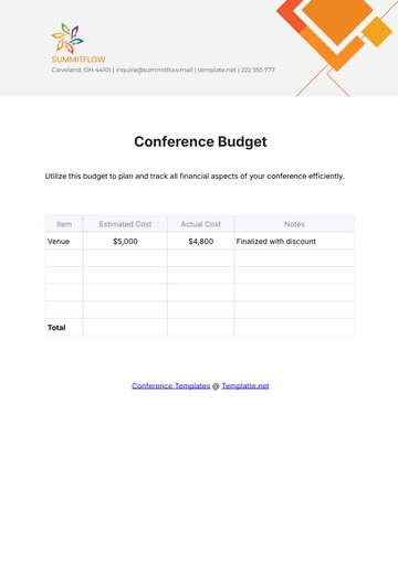 Free Conference Budget Template to Edit Online