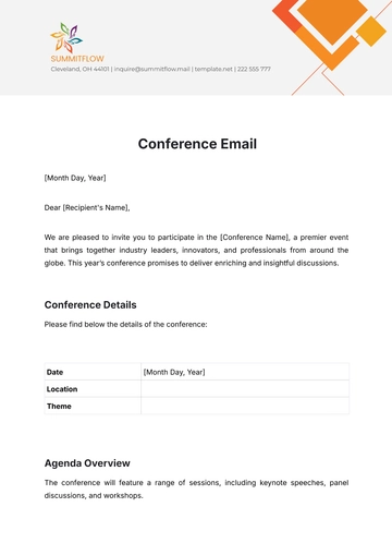 Free Conference Email Template to Edit Online