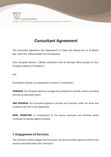 Free Consultant Agreement Template to Edit Online