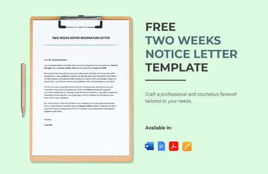 Two Weeks Notice Letter Template