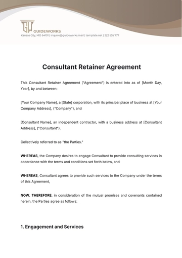 Free Consultant Retainer Agreement Template to Edit Online