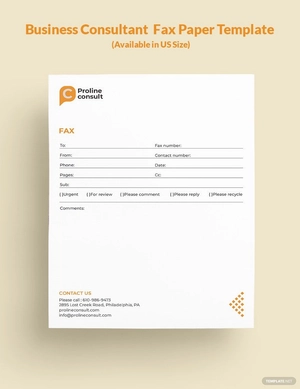 Business Consultant Fax Paper Template