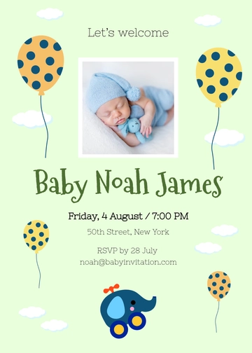 Free Modern Baby Invitation Template to Edit Online