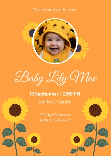 Free Sunflower Baby Invitation Template to Edit Online