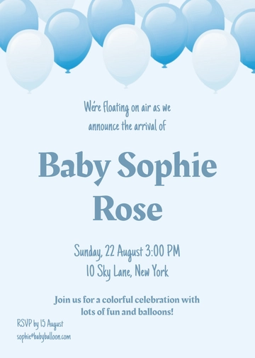 Free Balloon Baby Invitation Template to Edit Online