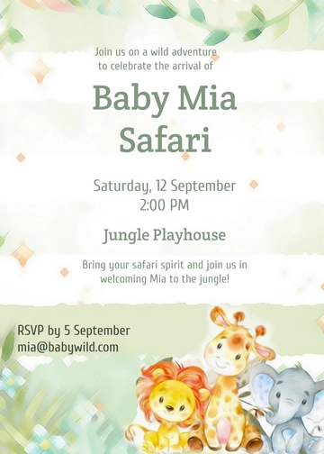 Free Safari Baby Invitation Template to Edit Online
