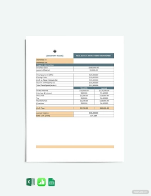 Real Estate Investment Worksheet Template