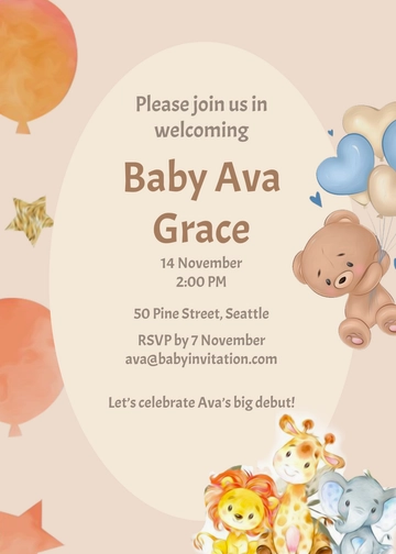 Free Creative Baby Invitation Template to Edit Online