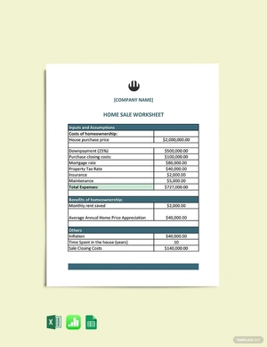 Home Sale Worksheet Template